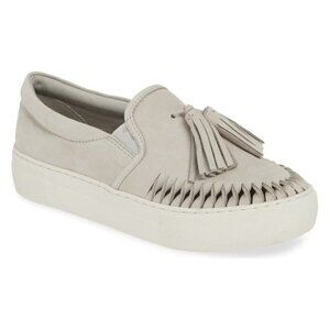 ✅ J slides Aztec Light Grey Nubuck Leather Loafer 8